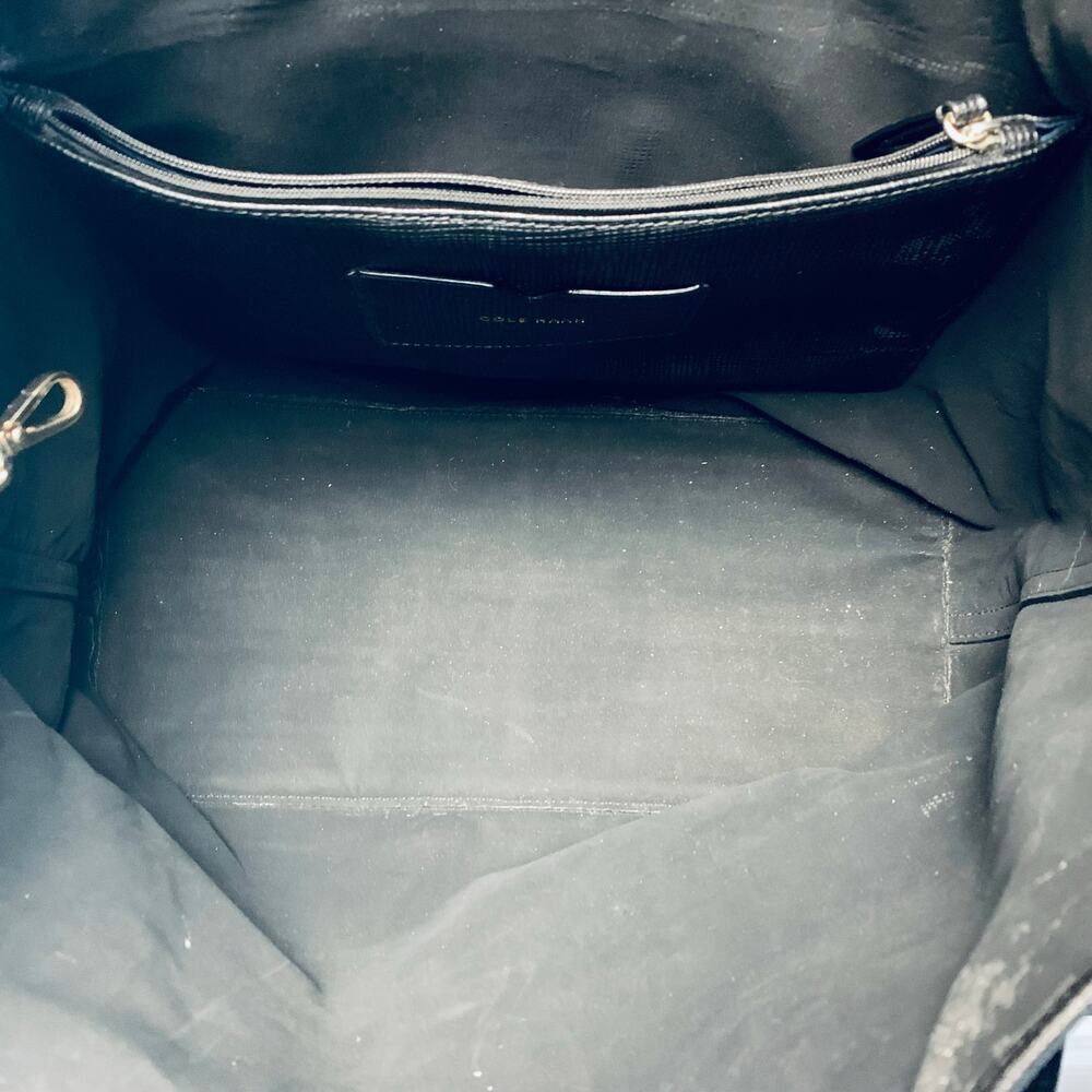 Cole Haan Black Cross Grain Leather Tote Purse - Picture 6 of 9